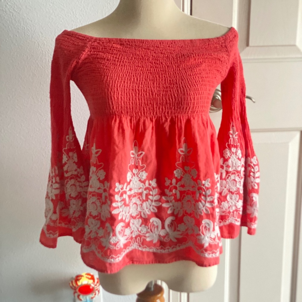 Flying Tomato Peachy Floral Off Shoulders Blouse